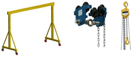 IMPROWEGLE Wyciągarka bramowa skręcana miproCrane DELTA z wózkiem pchanym i wyciągarką łańcuchową ręczną (udźwig: 3000 kg, wysięg: 5000 mm, wysokość podnoszenia: 3000 mm) 33976416